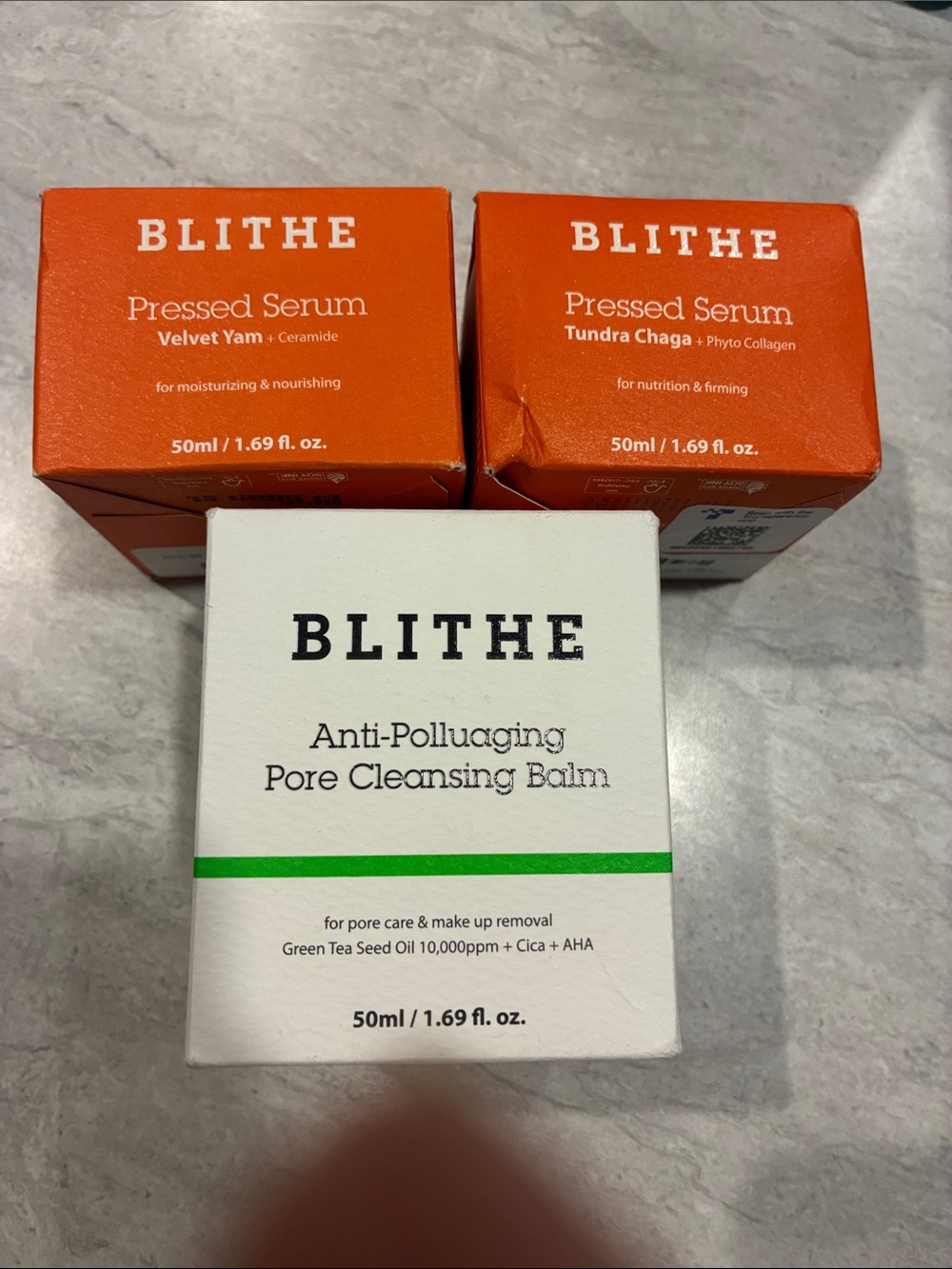Pressed Serum & Anti-Polluaging Pore Cleansing Balm Set - Orange & White